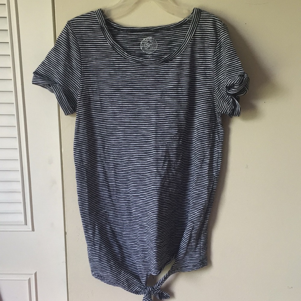 Girls black and white tie tee